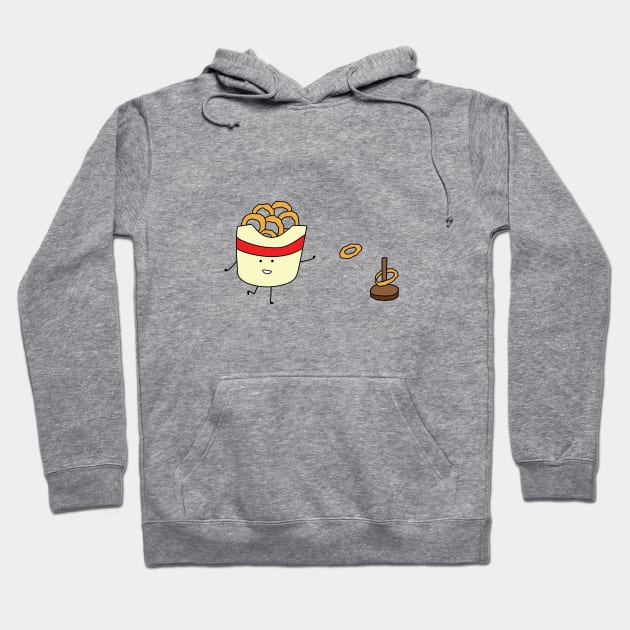 funny fried onion rings playing ring toss game Hoodie by wordspotrayal